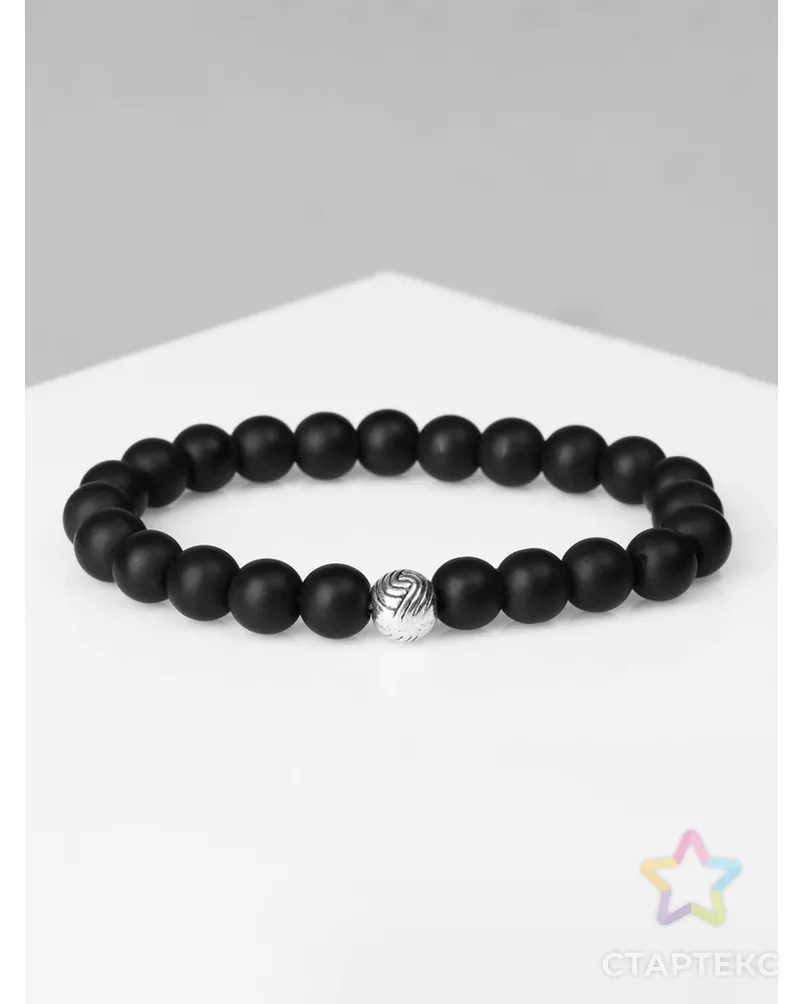 Браслет мужской "Гранд" матовые бусины, цвет чёрный арт. СМЛ-12950-1-СМЛ3633274 - рис. 6