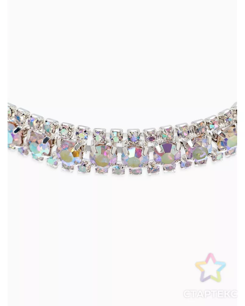 Браслет со стразами "Северное сияние" змейка, цвет красный в серебре, 18см арт. СМЛ-41623-5-СМЛ0004695071 - рис. 1