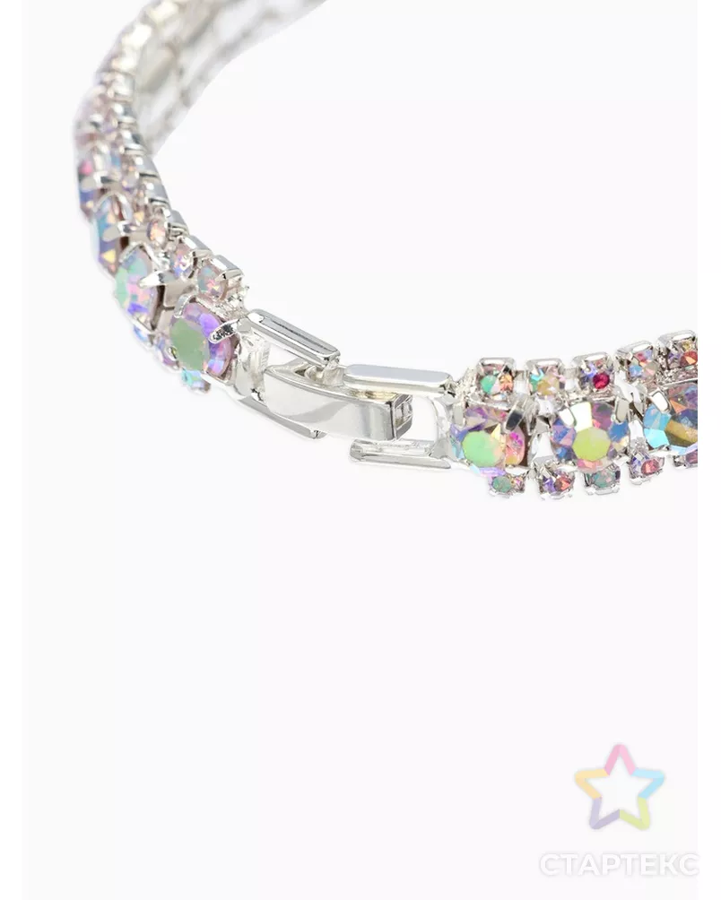 Браслет со стразами "Северное сияние" змейка, цвет красный в серебре, 18см арт. СМЛ-41623-5-СМЛ0004695071 - рис. 2