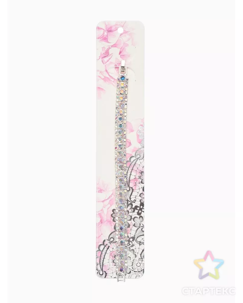 Браслет со стразами "Северное сияние" змейка, цвет красный в серебре, 18см арт. СМЛ-41623-5-СМЛ0004695071 - рис. 4