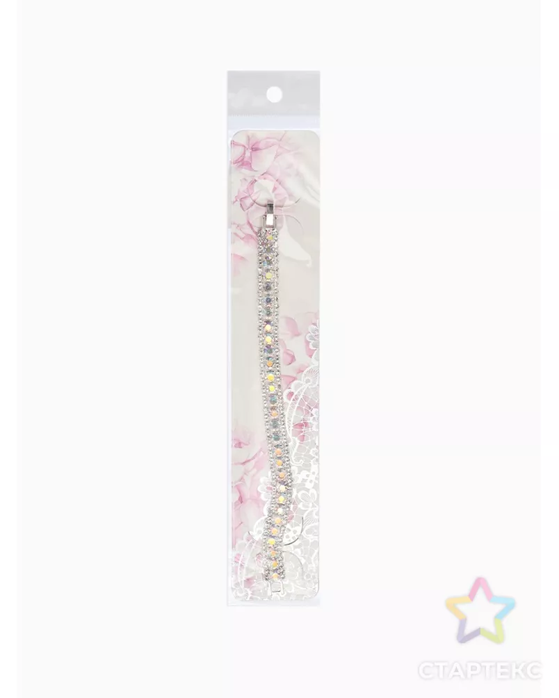 Браслет со стразами "Северное сияние" змейка, цвет красный в серебре, 18см арт. СМЛ-41623-5-СМЛ0004695071 - рис. 6