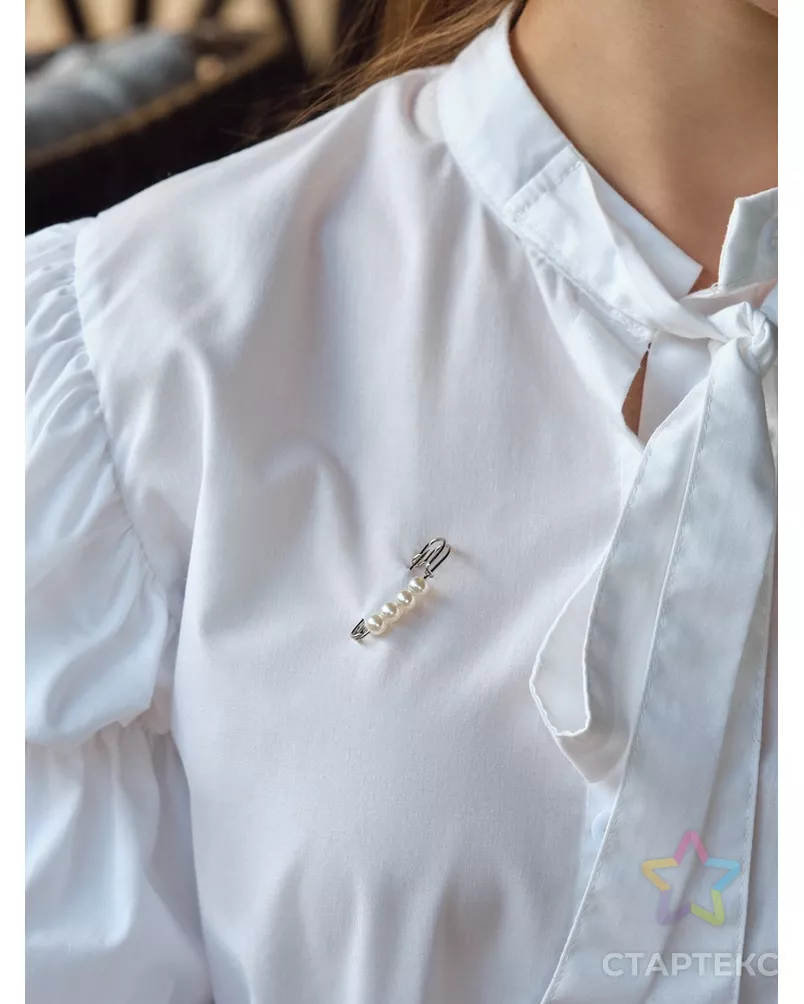 Булавка шар №4 "Жемчужная", 4см, цвет белый в серебре арт. СМЛ-162841-1-СМЛ0005445437 - рис. 1