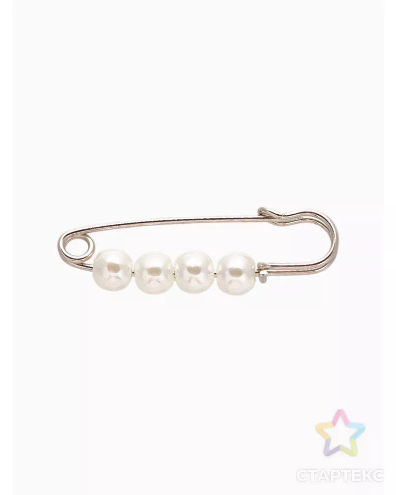 Булавка шар №4 "Жемчужная", 4см, цвет белый в серебре арт. СМЛ-162841-1-СМЛ0005445437 - рис. 2