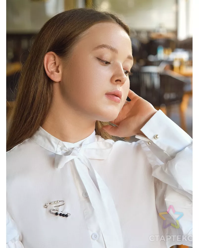 Набор булавок (6шт) "Жемчужины", цвет чёрно-белый в серебре арт. СМЛ-200824-1-СМЛ0007165047 - рис. 1