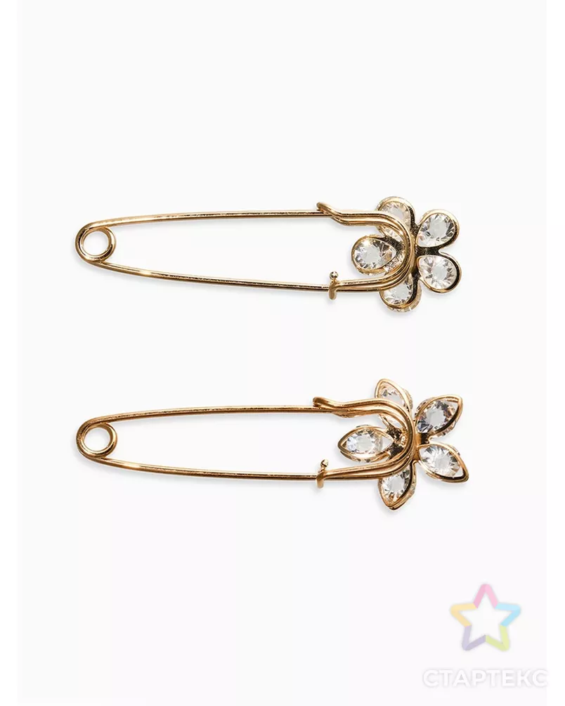 Набор булавок (4шт) "Цветы", цвет белый в золоте арт. СМЛ-200826-1-СМЛ0007165049 - рис. 3