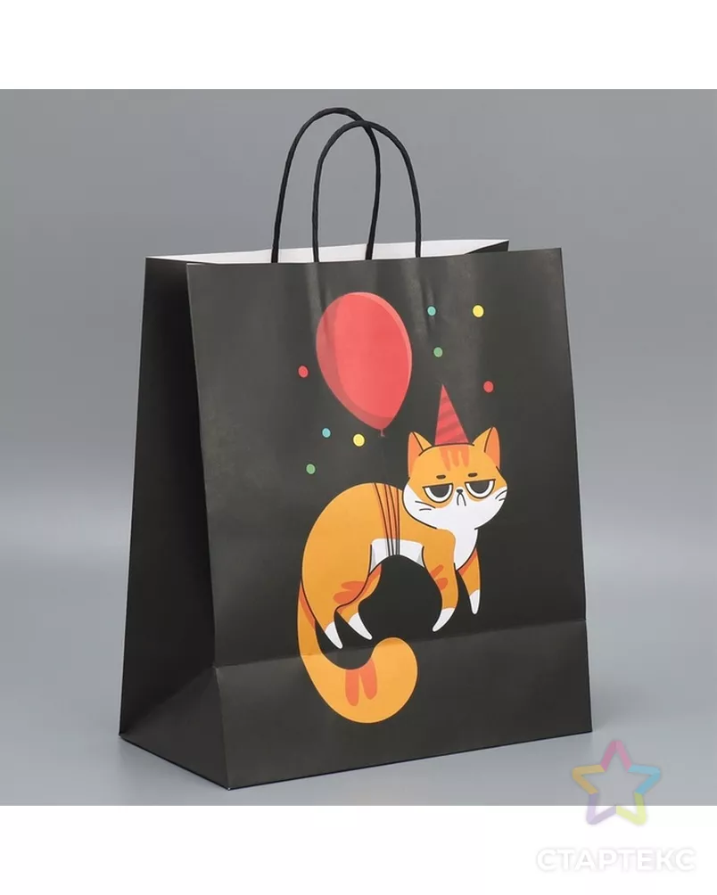 Пакет подарочный крафтовый, упаковка, «Киса», 28×32×15 см арт. СМЛ-280623-1-СМЛ0009304740 - рис. 2