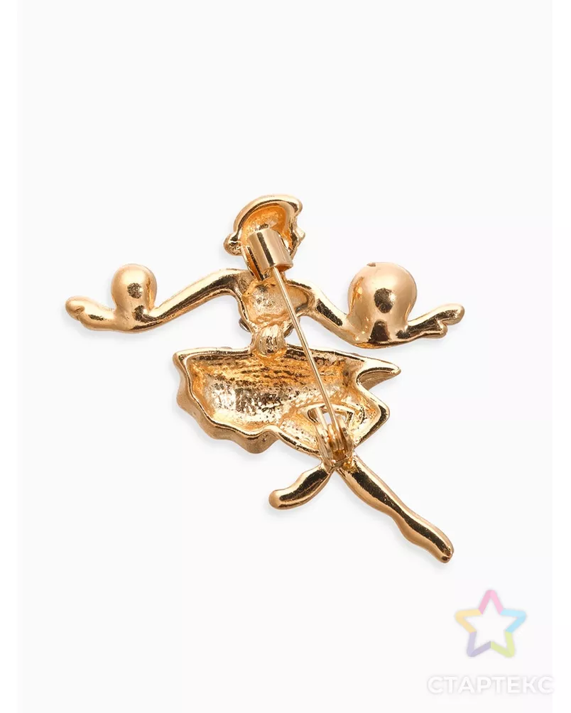 Брошь "Балерина с мячами", цвет белый в золоте арт. СМЛ-186537-1-СМЛ0001035011 - рис. 1