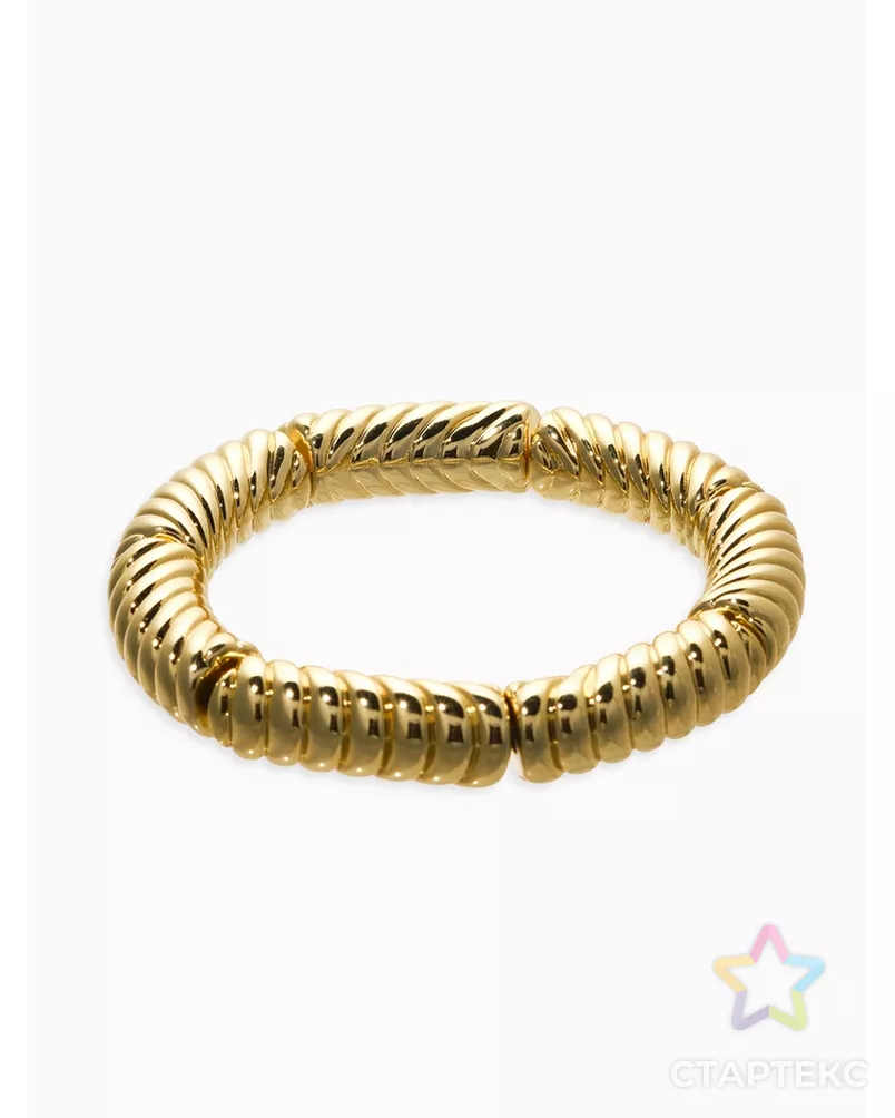 Браслет пластик на резинке "Стиль" резной, цвет золото арт. СМЛ-281338-1-СМЛ0010905781 - рис. 1