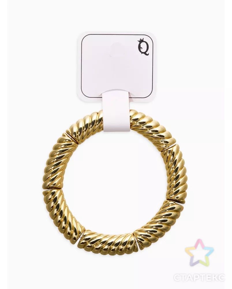 Браслет пластик на резинке "Стиль" резной, цвет золото арт. СМЛ-281338-1-СМЛ0010905781 - рис. 3