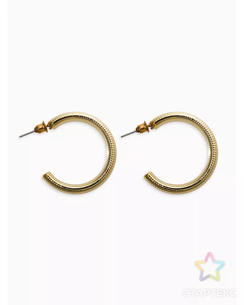 Серьги-кольца "Пружина" d=3см, цвет золото арт. СМЛ-282429-1-СМЛ0010904815 - рис. 1