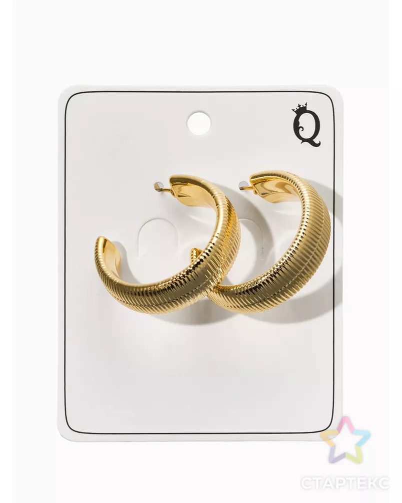 Серьги-кольца "Пружина" d=3см, цвет золото арт. СМЛ-282429-1-СМЛ0010904815 - рис. 3