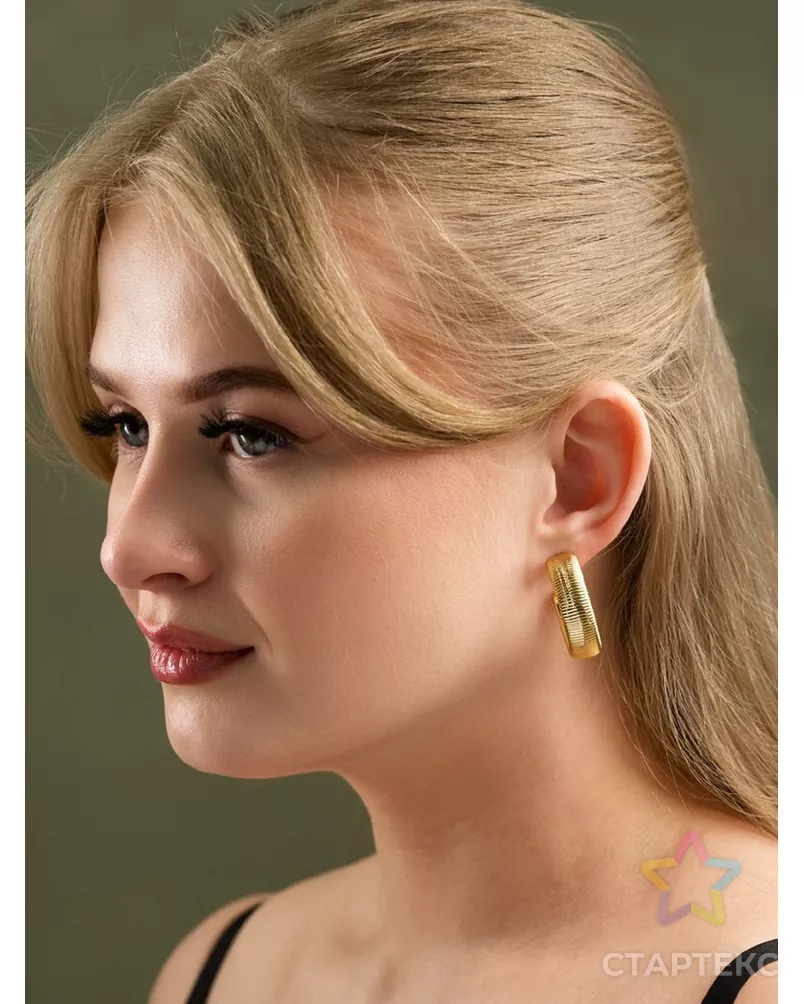 Серьги-кольца "Пружина" d=3см, цвет золото арт. СМЛ-282429-1-СМЛ0010904815 - рис. 4