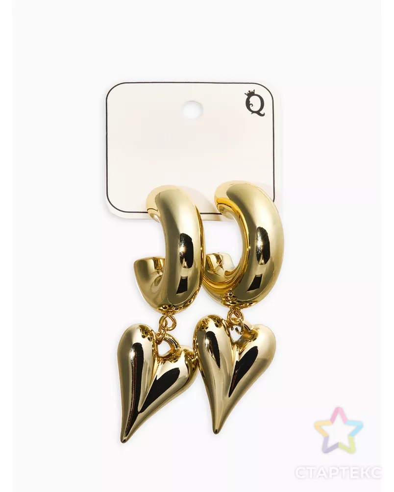 Серьги "Новый стиль", сердечки, цвет золото d2,5см арт. СМЛ-282438-1-СМЛ0010904827 - рис. 3