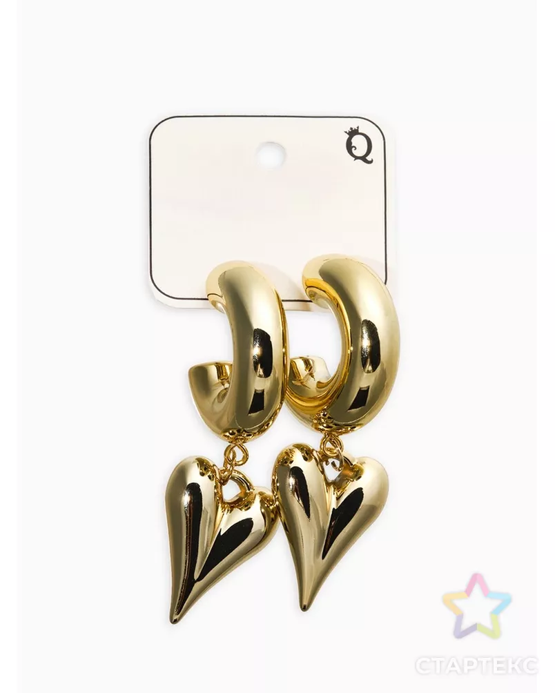 Серьги "Новый стиль", сердечки, цвет золото d2,5см арт. СМЛ-282438-1-СМЛ0010904827 - рис. 2
